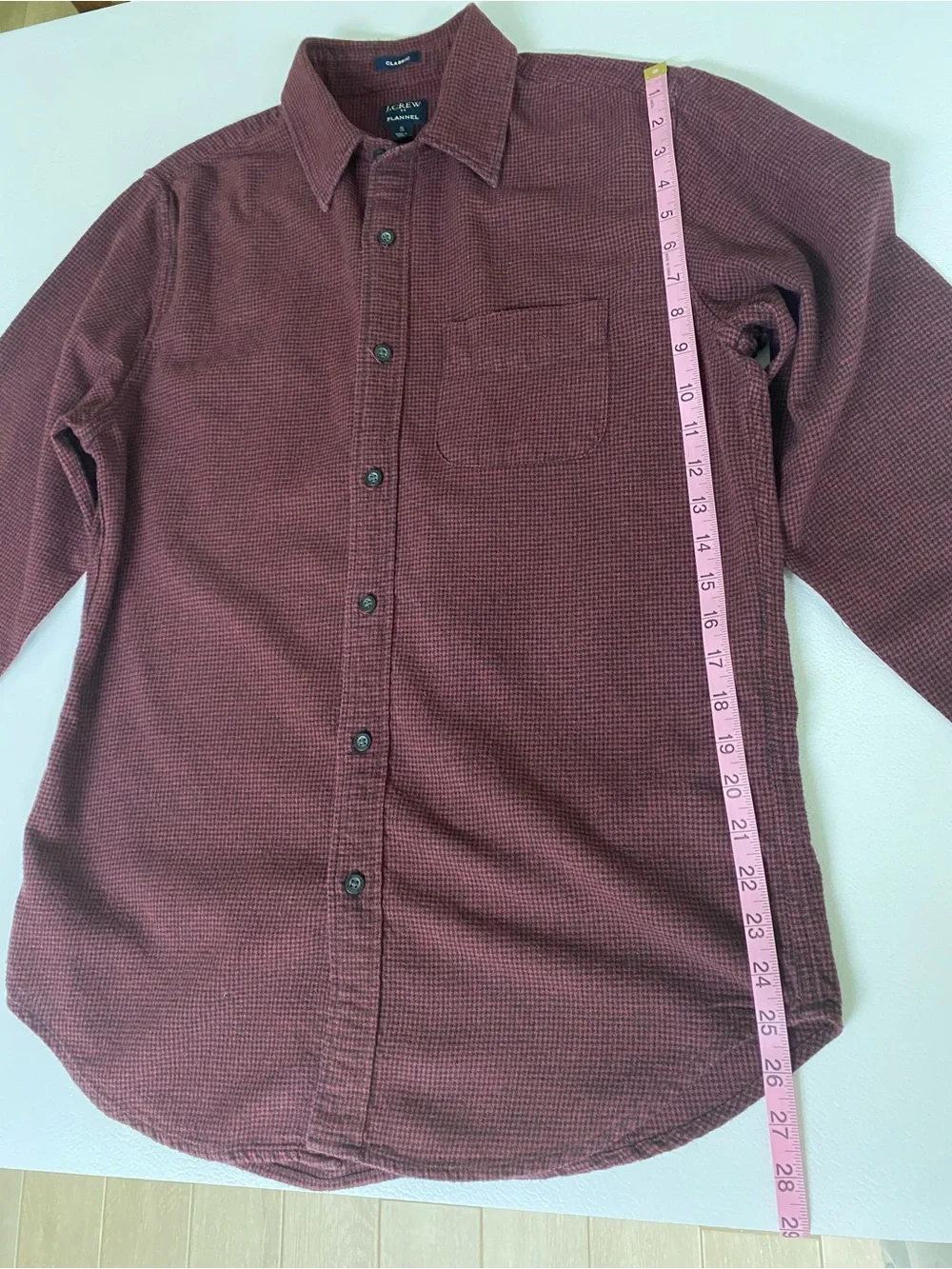 J. Crew Men's Flannel Button-Down Shirt - Burgundy Houndstooth